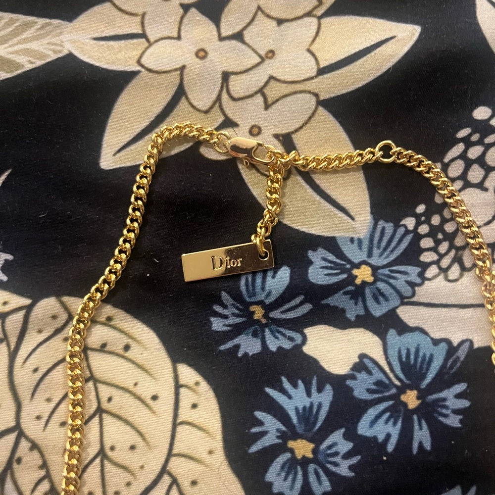 Christian Dior Gold Plated Logo Necklace Adjustable Chain Dior Letter Pendant - Picture 6 of 9